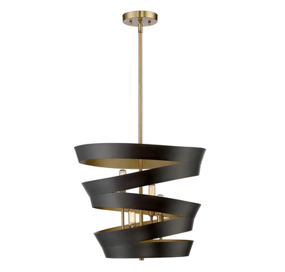 Meridian - M70009-46 - Four Light Pendant - Mpend - Matte Black with Gold