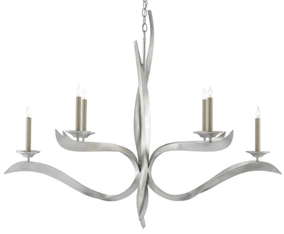 Currey and Company - 9000-0391 - Six Light Chandelier - Paradigm Chandelier - Contemporary Silver Leaf