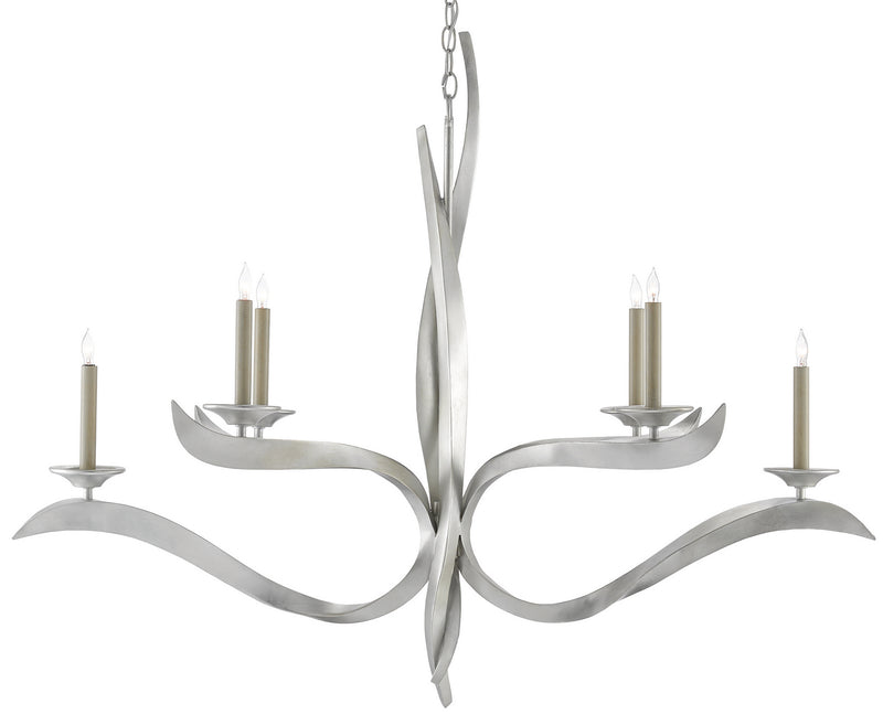 Currey and Company - 9000-0391 - Six Light Chandelier - Paradigm Chandelier - Contemporary Silver Leaf