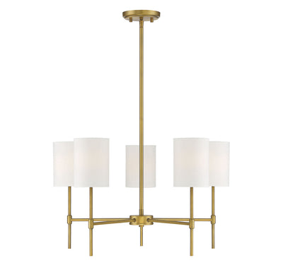 Meridian - M10067NB - Five Light Chandelier - Mchan - Natural Brass