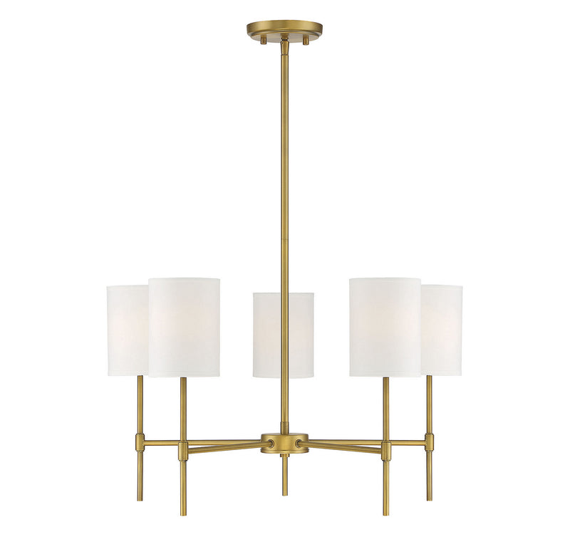 Meridian - M10067NB - Five Light Chandelier - Mchan - Natural Brass