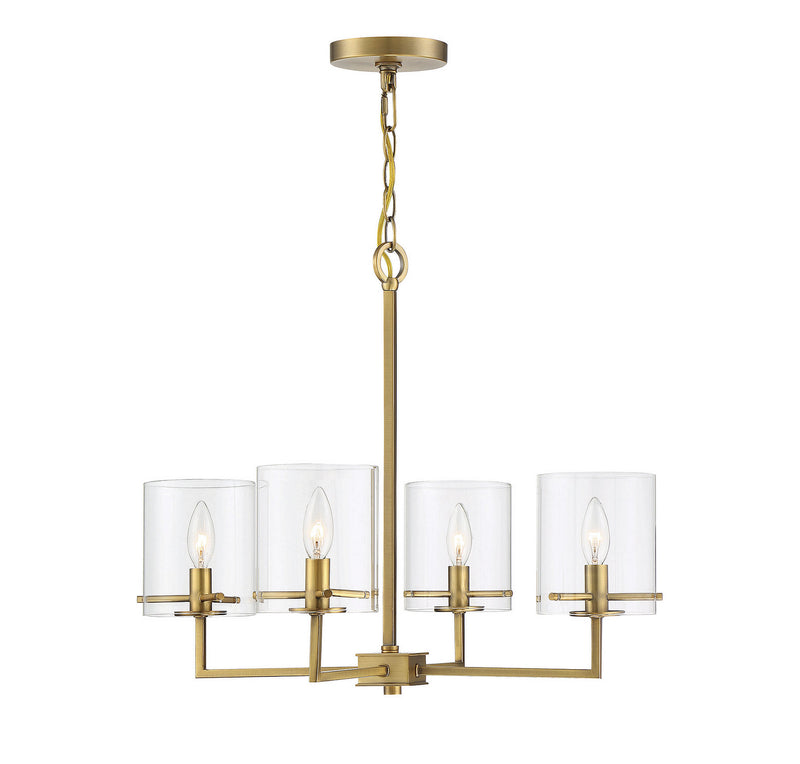 Meridian - M10076NB - Four Light Chandelier - Mchan - Natural Brass