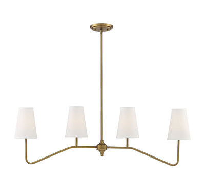 Meridian - M10078NB - Four Light Chandelier - Mchan - Natural Brass