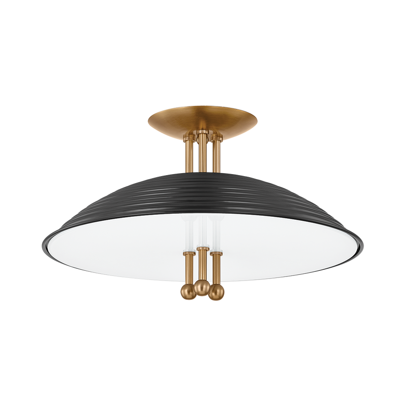 Troy Lighting - C4416-PBR/SBK - Three Light Semi Flush Mount - Larkin - Patina Brass/Soft Black