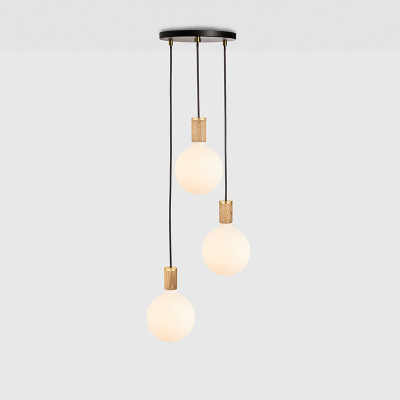 Triple Pendant in Oak + Sphere IV - Black Canopy