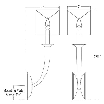 French Deco Horn Wall Sconce