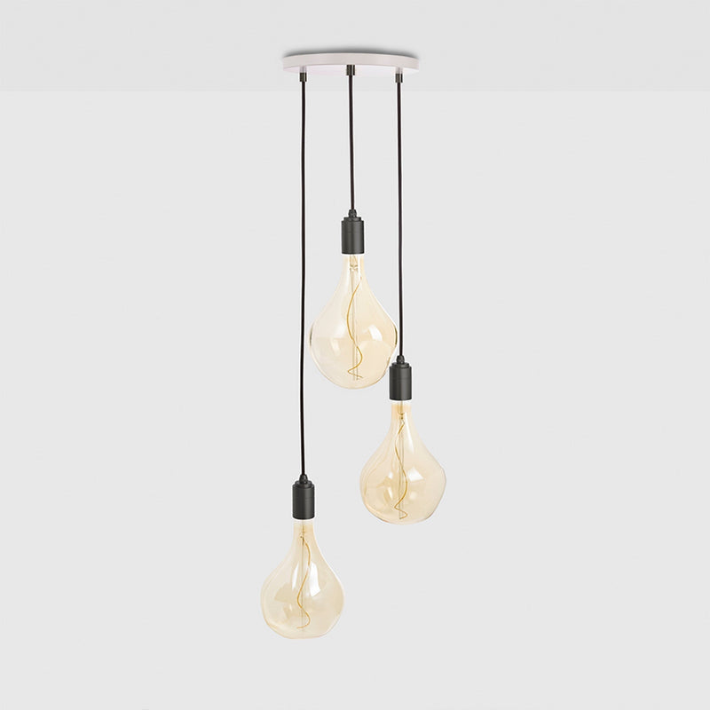 Triple Pendant in Graphite + Voronoi II - White Canopy