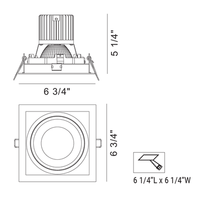Amigo 6IN SQ Downlight Trim / Remodel Housing