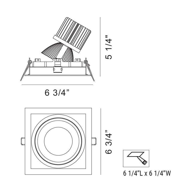 Amigo 6IN SQ Adjustable Gimbal Trim / Remodel Housing