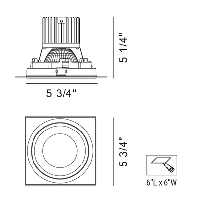 Amigo 6IN SQ Trimless Downlight / Remodel Housing