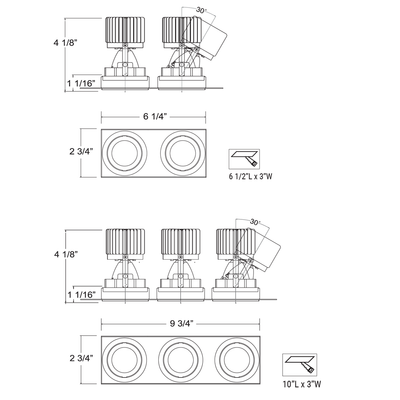 Amigo 3IN Multiples Trimless Adj Gimbal / Remodel Housing