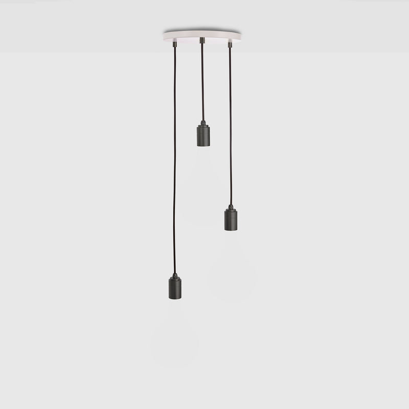 Triple Pendant in Graphite - White Canopy