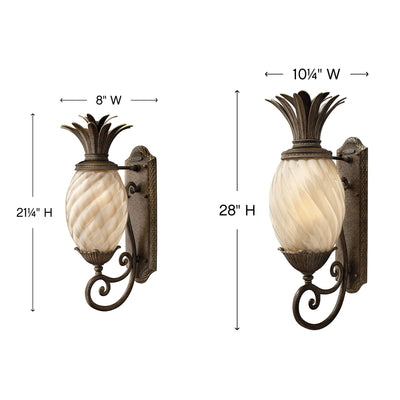 Pineapple 120V Outdoor Scroll Wall Sconce w/ Amber Glass