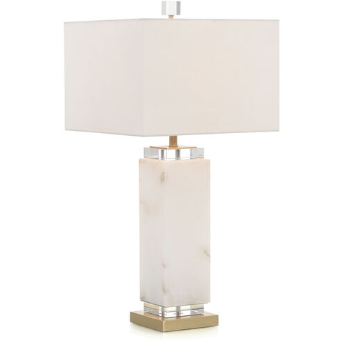 White Alabaster Column Table Lamp