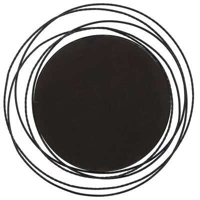 Whirlwind Black Iron Round Mirror