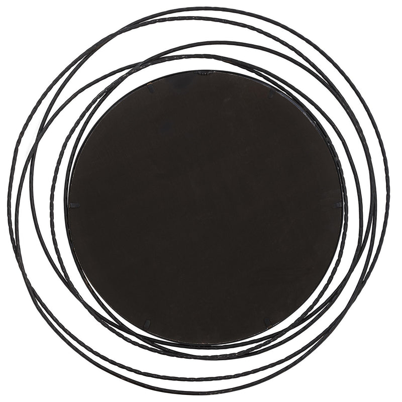 Whirlwind Black Iron Round Mirror