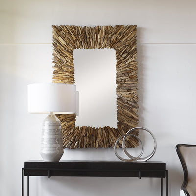 Teak Branch Rectangular Mirror