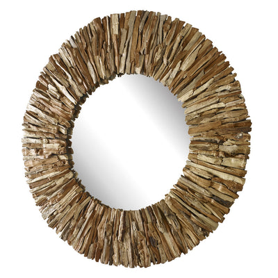 Teak Branch Natural Wooden Round Mirror