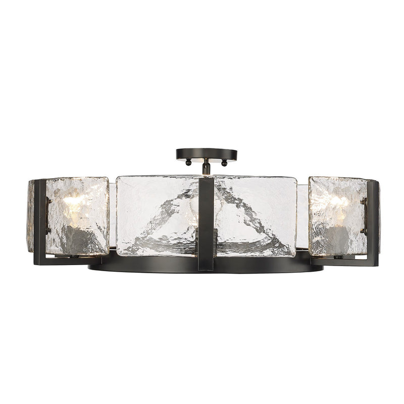 Aenon Semi-Flush Mount - 3164-6SF BLK-HWG by Golden from Cleveland Lighting