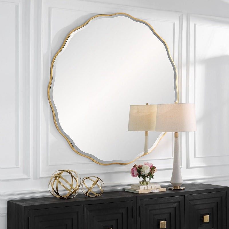 Aneta Large Gold Round Mirror