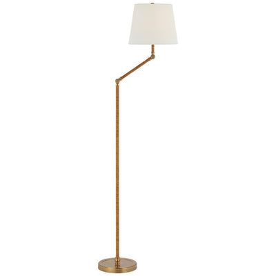 Visual Comfort Signature - CHA 9083AB/NRT-L - LED Floor Lamp - Basden - Antique-Burnished Brass and Natural Rattan