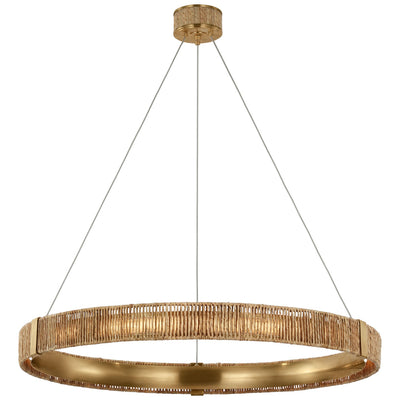 Visual Comfort Signature - CHC 5040AB/NAB - LED Chandelier - Kayden - Antique-Burnished Brass and Natural Abaca