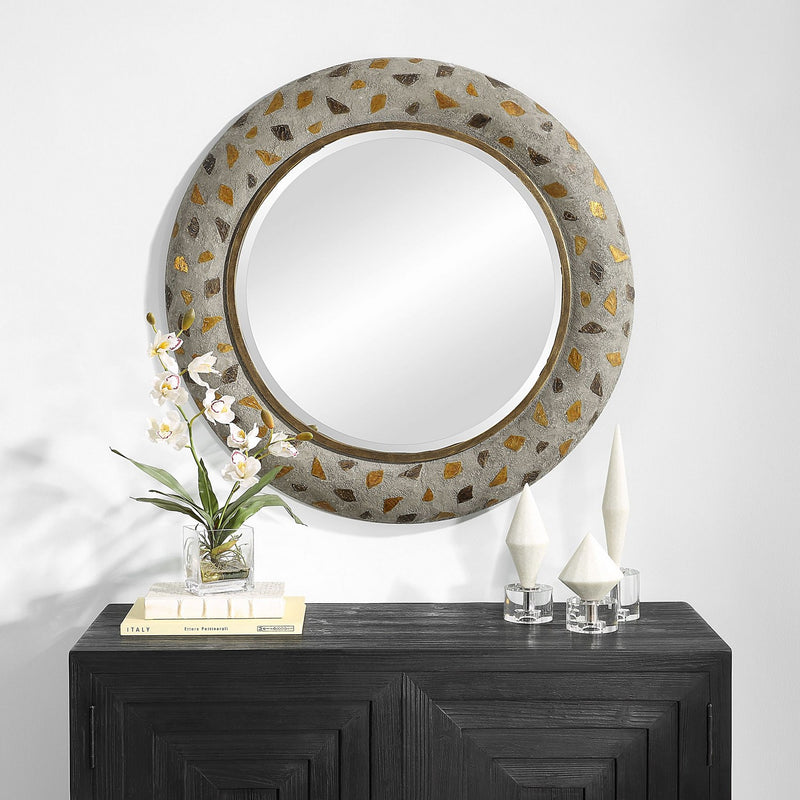 Copper Terrazzo Terrazzo Round Mirror