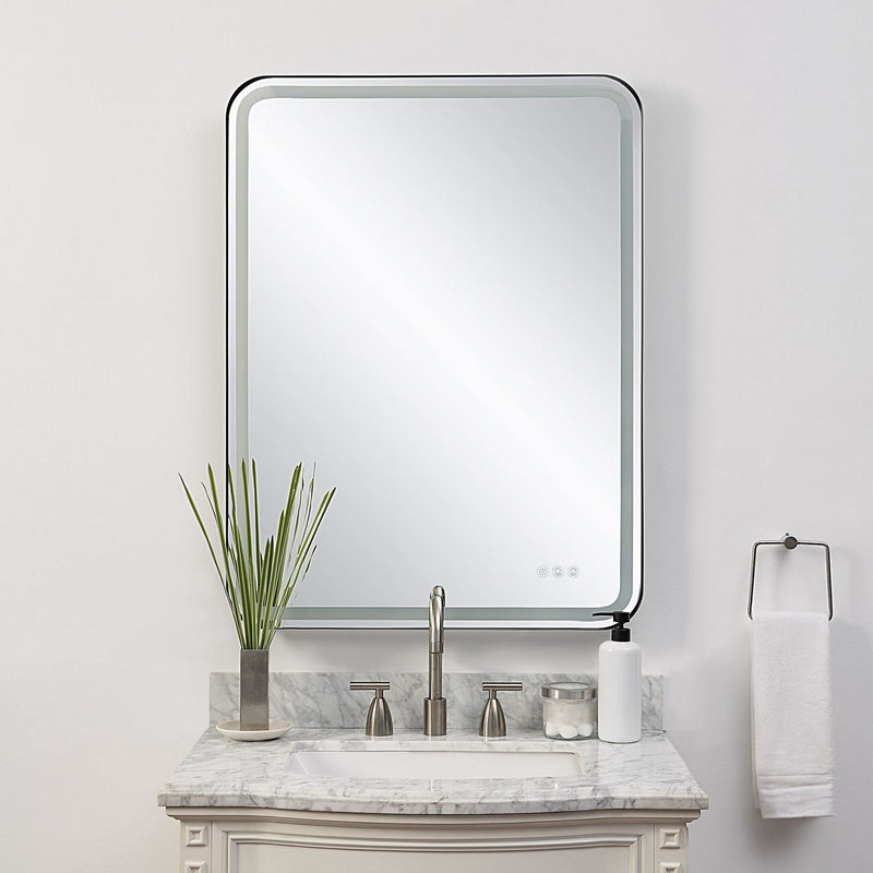 Crofton Lighted Black Large Mirror