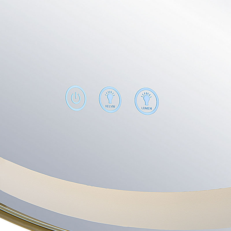 Crofton Lighted Brass Round Mirror