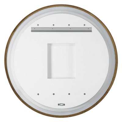 Crofton Lighted Brass Round Mirror