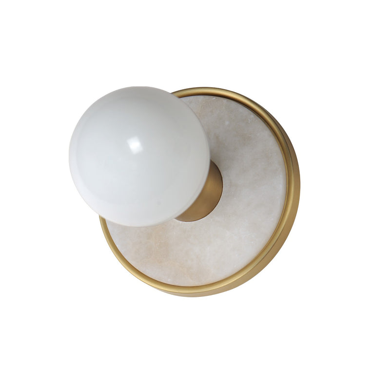 Maxim - 26091WANAB - One Light Wall Sconce - Hollywood - Whit Alabaster / Natural Aged Brass