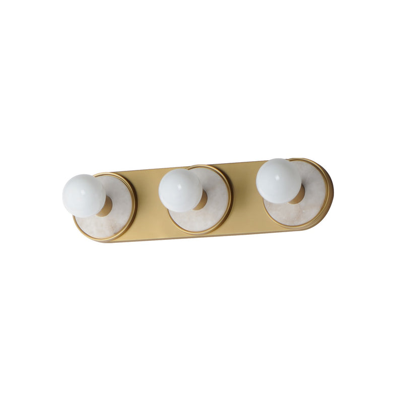 Maxim - 26093WANAB - Three Light Wall Sconce - Hollywood - Whit Alabaster / Natural Aged Brass