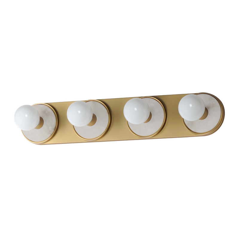 Maxim - 26094WANAB - Four Light Wall Sconce - Hollywood - Whit Alabaster / Natural Aged Brass