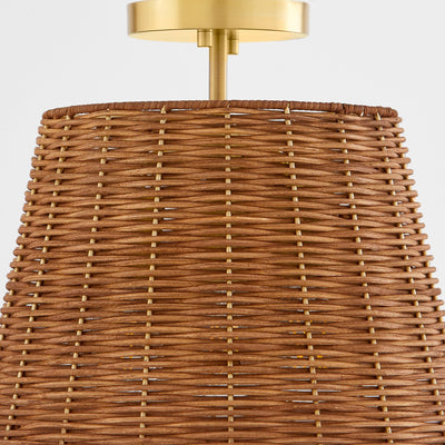 Wicker Semi Flush Ceiling Light