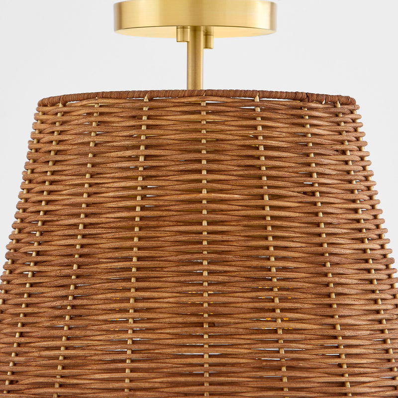 Wicker Semi Flush Ceiling Light