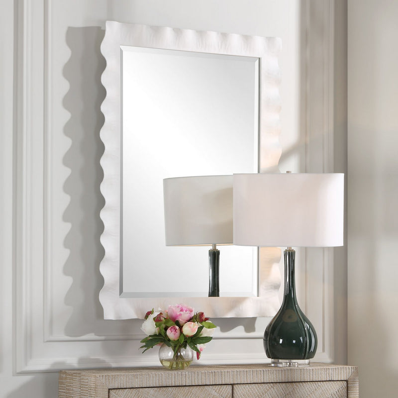 Haya Scalloped White Mirror
