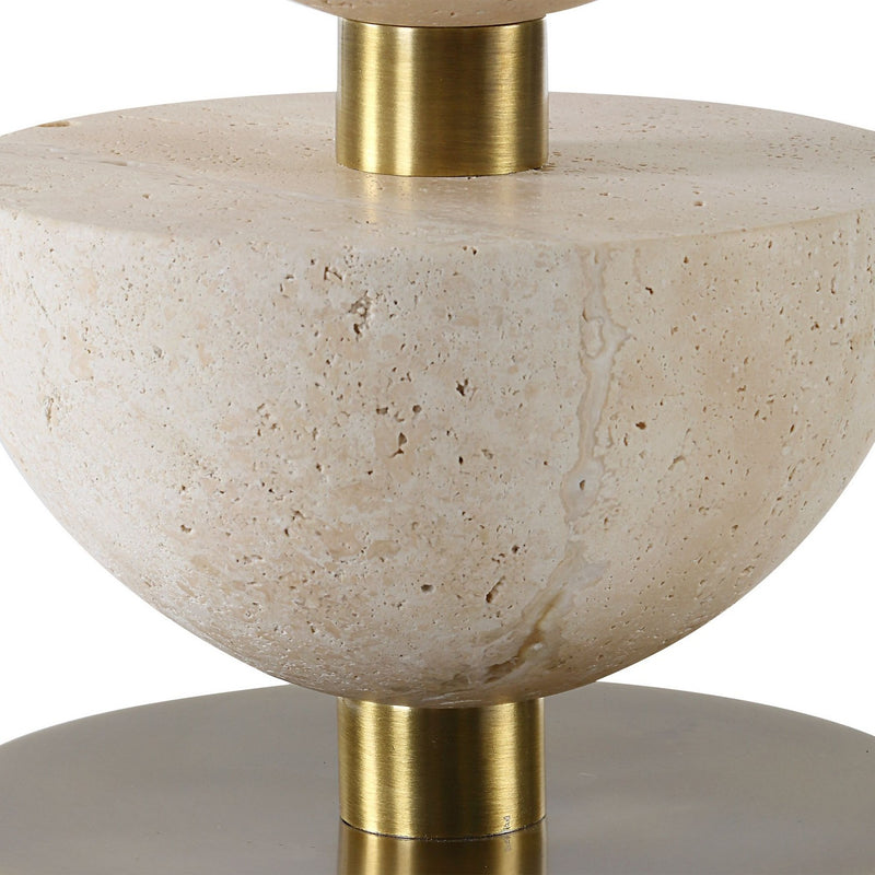 Hemisphere Travertine Table Lamp