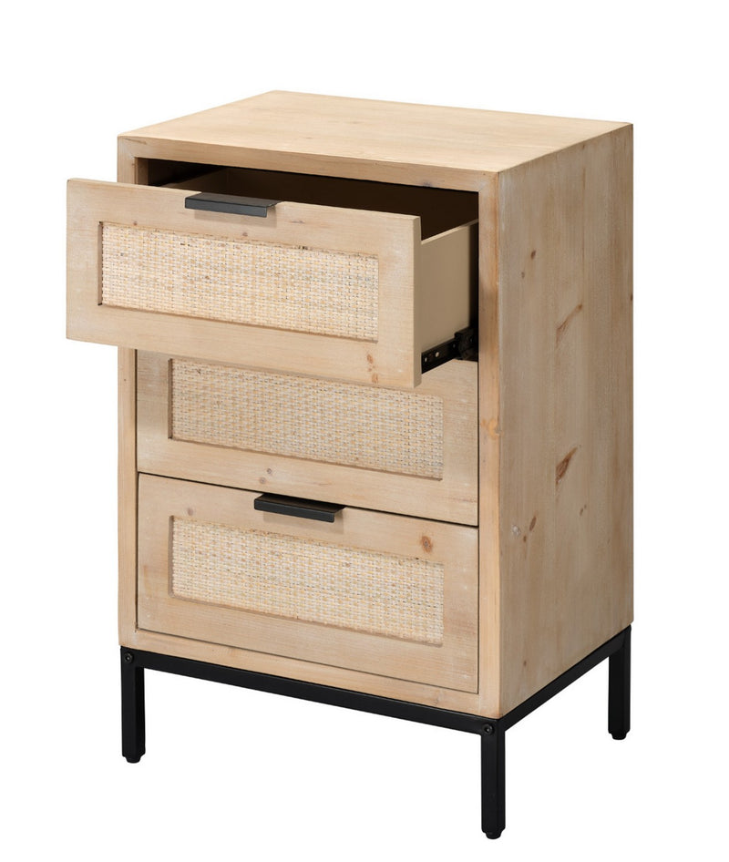 Reed 3 Drawer Side Table
