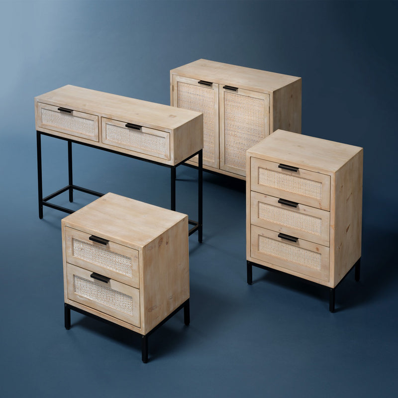 Reed 3 Drawer Side Table