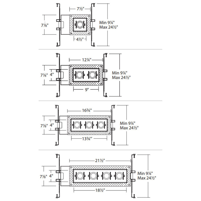 Silo Multiples Trimless Adjustable Spot and Housing