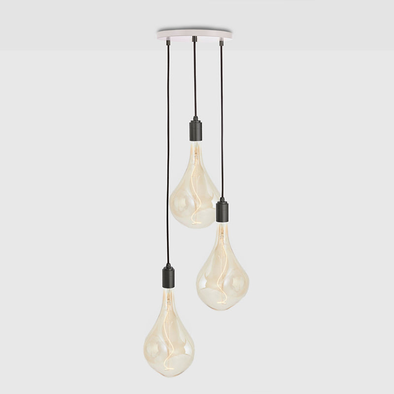 Triple Pendant in Graphite + Voronoi III - White Canopy