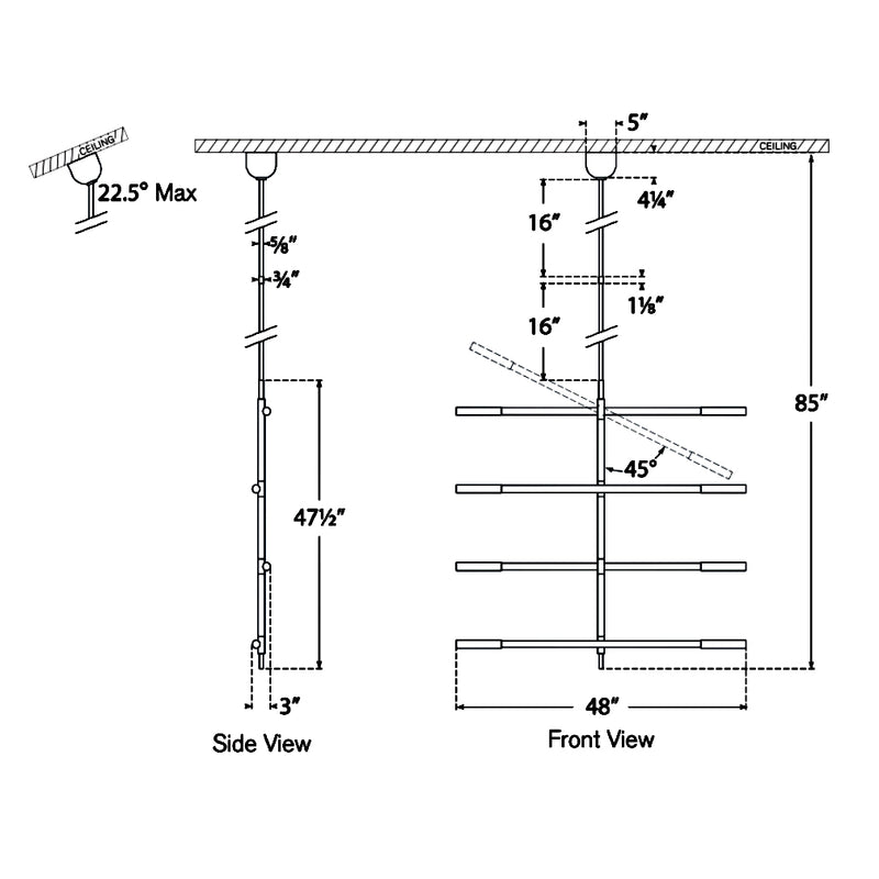 Rousseau Tall Articulating Tube Chandelier