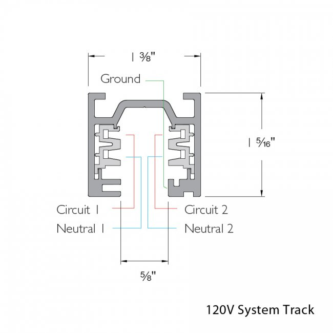 W-Track Surface Mount 2-Circuit Track 120V