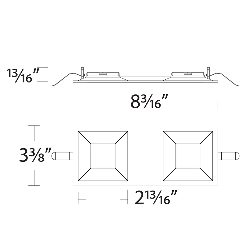 Ocularc Multiples 2IN SQ 2-Light Bevel with Trim