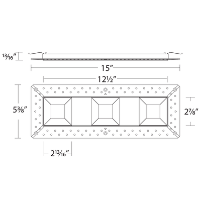 Ocularc Multiples 2IN SQ 3-Light Bevel Trimless