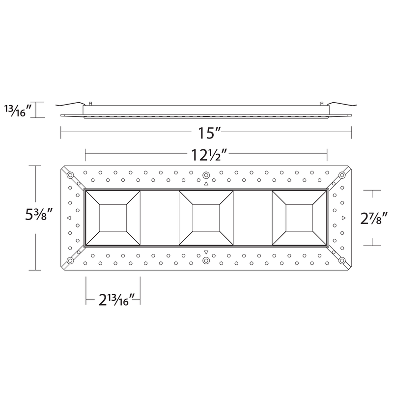 Ocularc Multiples 2IN SQ 3-Light Bevel Trimless