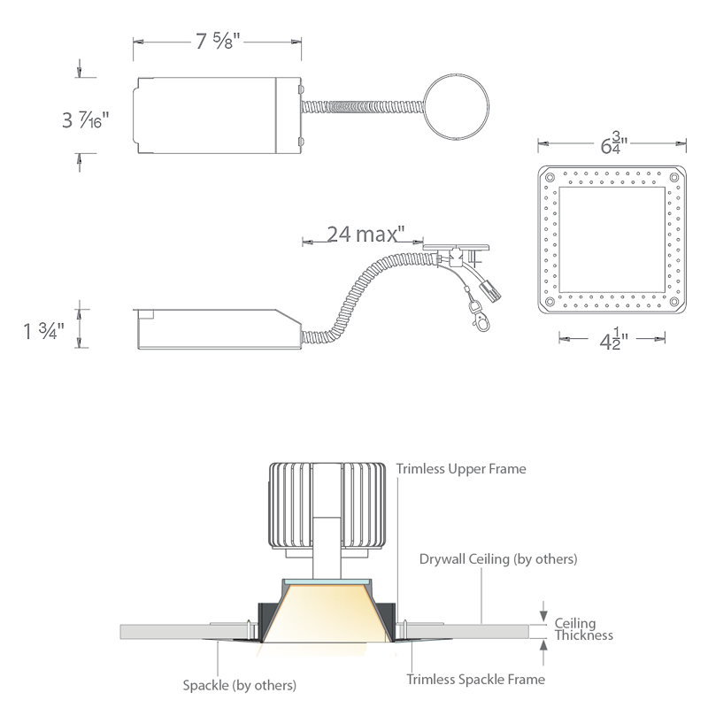 Volta 4.5IN SQ Invisible Non-IC Remodel Housing