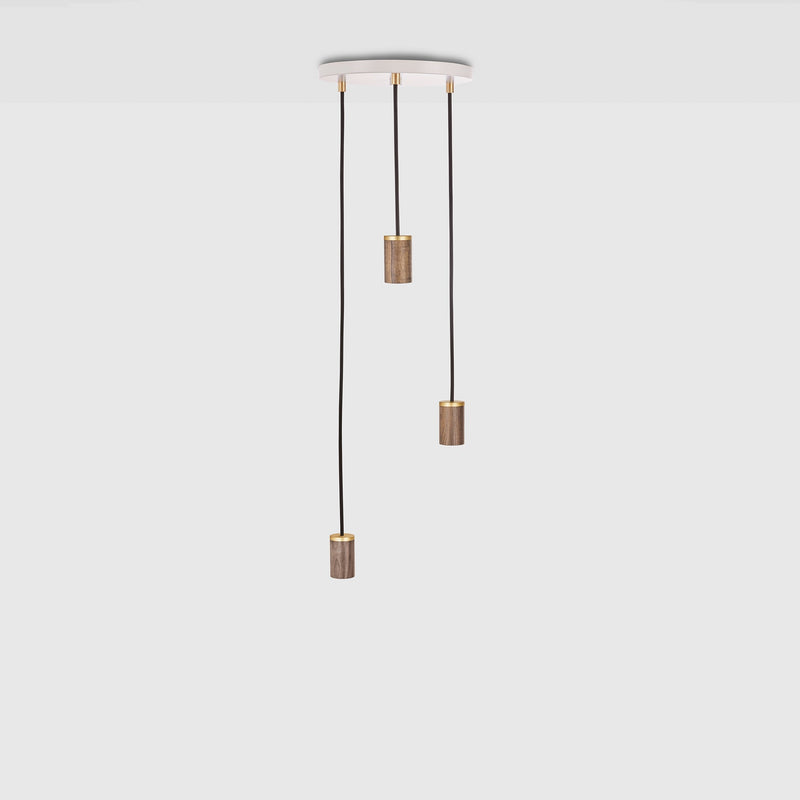 Triple Pendant in Walnut - White Canopy