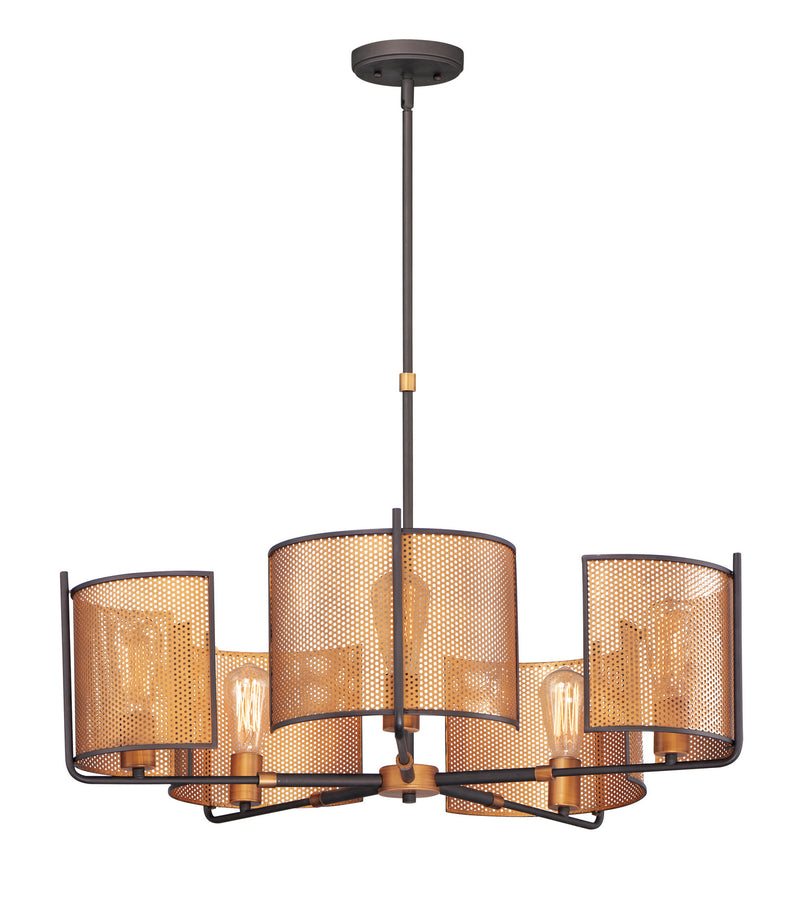 Maxim - 31215OIAB - Five Light Chandelier - Caspian - Oil Rubbed Bronze / Antique Brass