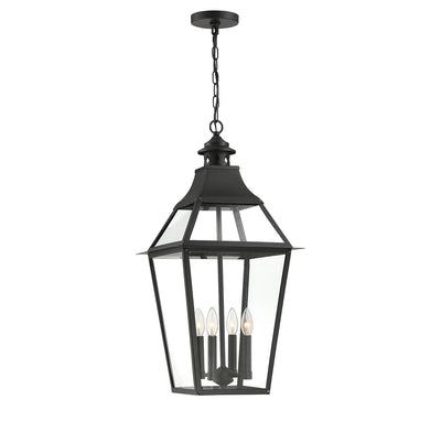 Savoy House - 5-723-153 - Four Light Outdoor Pendant - Jackson - Black with Gold Highlights